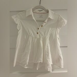 Pilcro Women's Cream Ruffled Blouse